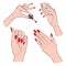 Woman hands with elegant manicure and polished nails.Nails art salon.