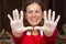 Woman and hands with flour