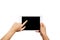 Woman hands holding contemporary generic tablet pc