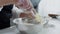 Woman Hands Knead Dough for Future Buns.