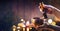 Woman Hands Playing Tibetan Singing Bowl