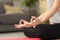 Woman hands practicing yoga exercise