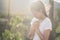 Woman hands praying to god with the bible. begging for forgiven