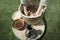 Woman hands preparing dough in medieval ware.