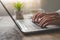 Woman hands typing on laptop keyboard closeup ,  student girl using laptop at home, online learning, internet marketing, working