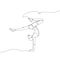 Woman handstand, yoga asana one line art. Continuous line drawing sports, fitness, physical education, athletics