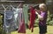 Woman hanging washing out to dry