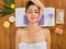 Woman has head massage in indian spa wellness center