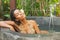 Woman having bath in a luxury spa salon