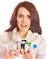 Woman having pills and tablets.