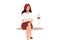 Woman having problems with alcohol. flat illustration. Alcohol abuse concept.