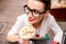 Woman having traditional italian lunch