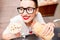 Woman having traditional italian lunch