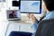 Woman having video conference in the office