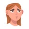 Woman Head with Pouting Lips as Facial Expression Vector Illustration