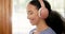 Woman, headphones and smile for podcast, nurse and positive mindset for song, audio and playlist. Happy female person