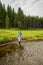 Woman Heads into a Creek in Yellowstone