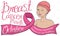 Woman with Headscarf and Ribbon Celebrating Breast Cancer Awareness Month, Vector Illustration