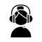 Woman with headset call center service silhouette style icon