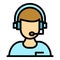 Woman headset icon color outline vector