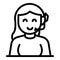 Woman headset icon, outline style