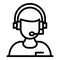 Woman headset icon, outline style