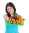 Woman with healthy vegetarian vegetables salad