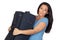 Woman with a heavy suitcase