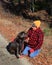 Woman with her best friend Chocolate Lab