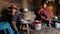 Woman from the high Andes cooking in small kitchen.