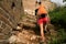 Woman hiker hiking on great wall