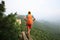 Woman hiker hiking on great wall