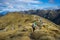 Woman hiker walking on an alpine section of the Kepler Track