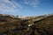 Woman hikes in icelandic landscape