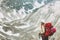 Woman hiking alone at mountains