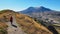 Woman hiking the Boundary Trail at Mount Saint Helens National Volcanic Monument.