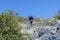 Woman hiking in Narsarsuaq area, Greenland