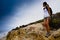 Woman Hiking on Ocean Cliffs