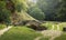 Woman hiking in Seven Bridges Valley, Nidderdale, Yorkshire, UK