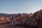 Woman hiking on a volcanic valley