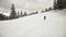 Woman hiking in winter forest