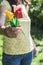 Woman hold bouquet of origami flowers