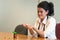 Woman hold plenty of medicine capsules