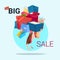 Woman Hold Present Box Stack Black Friday Big Sale Banner