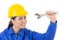 Woman holding Adjustable Wrench