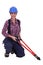 Woman holding bolt cutter