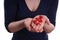 Woman holding ceramic hearts