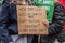 Woman holding a climate action placard