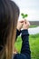 Woman holding clover