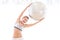 Woman holding exercise ball